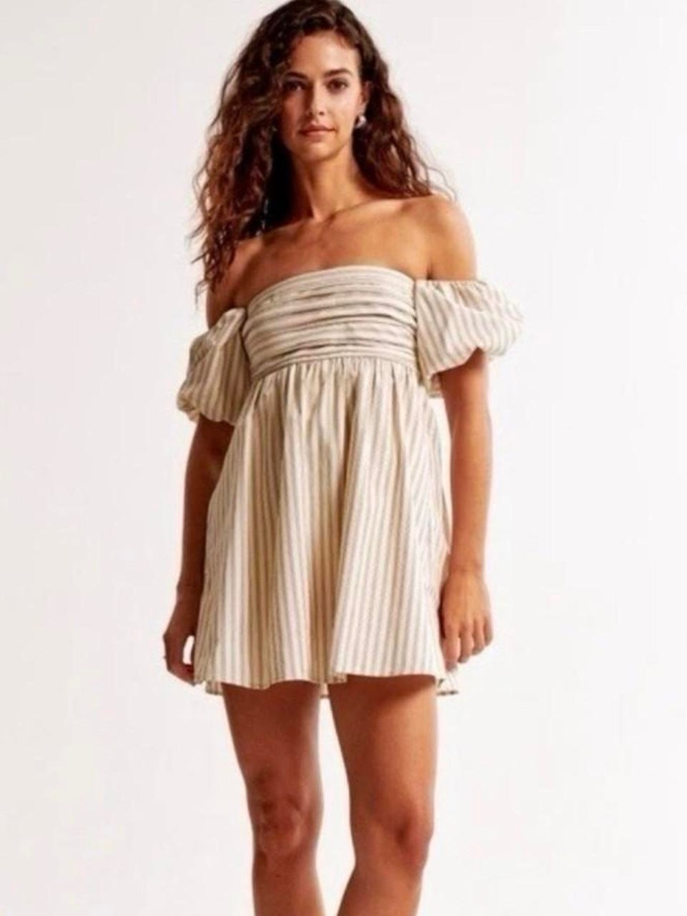 Abercrombie Striped Puff Sleeve Skort Dress – Size LT NWT